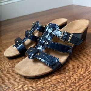 VIONIC Radia Sandals Wedges‎ Comfort Strappy Adjustable Summer Vacation Blue 8